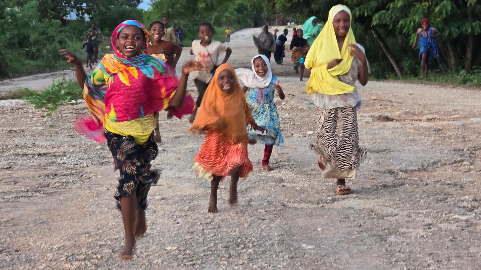Tanzanian children running