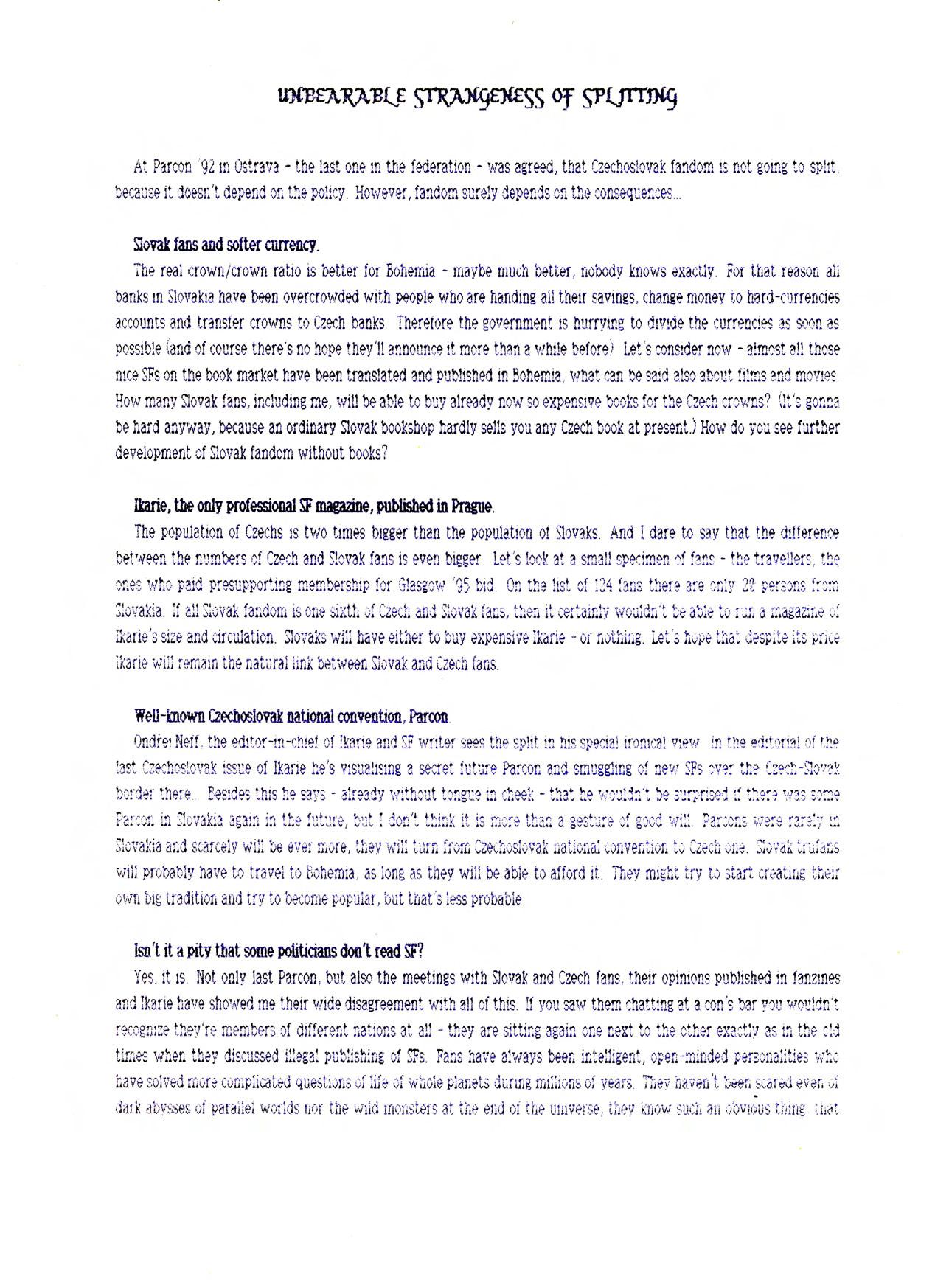 First page of the printed version Unbearable strangeness of splitting