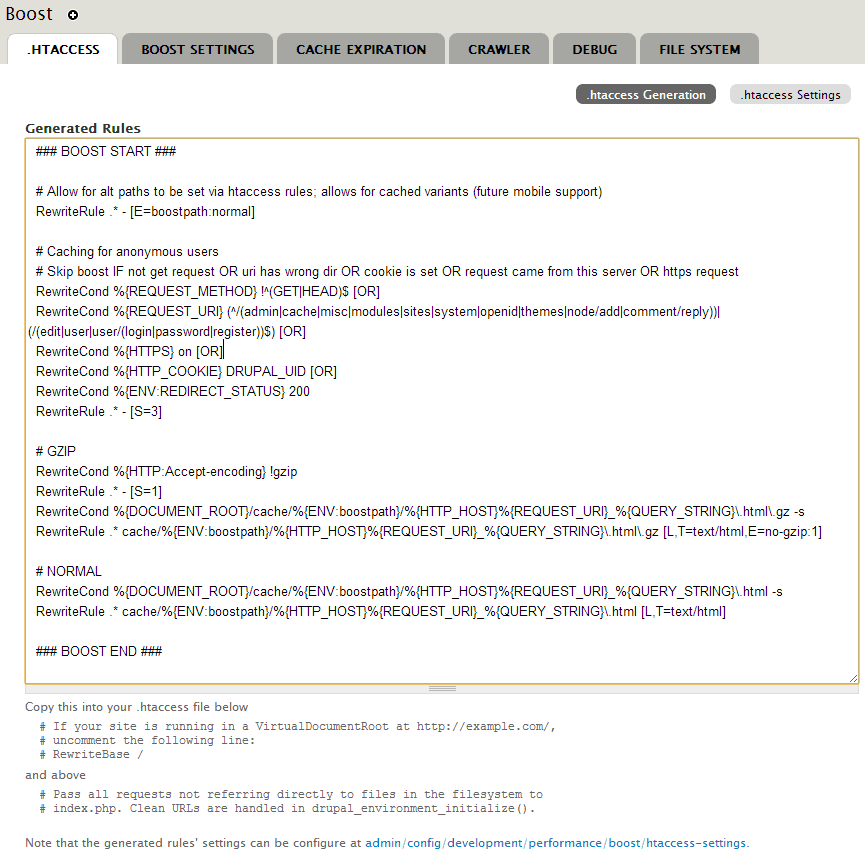 .htaccess generation