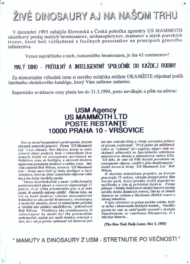 Živé dinosaury aj na našom trhu