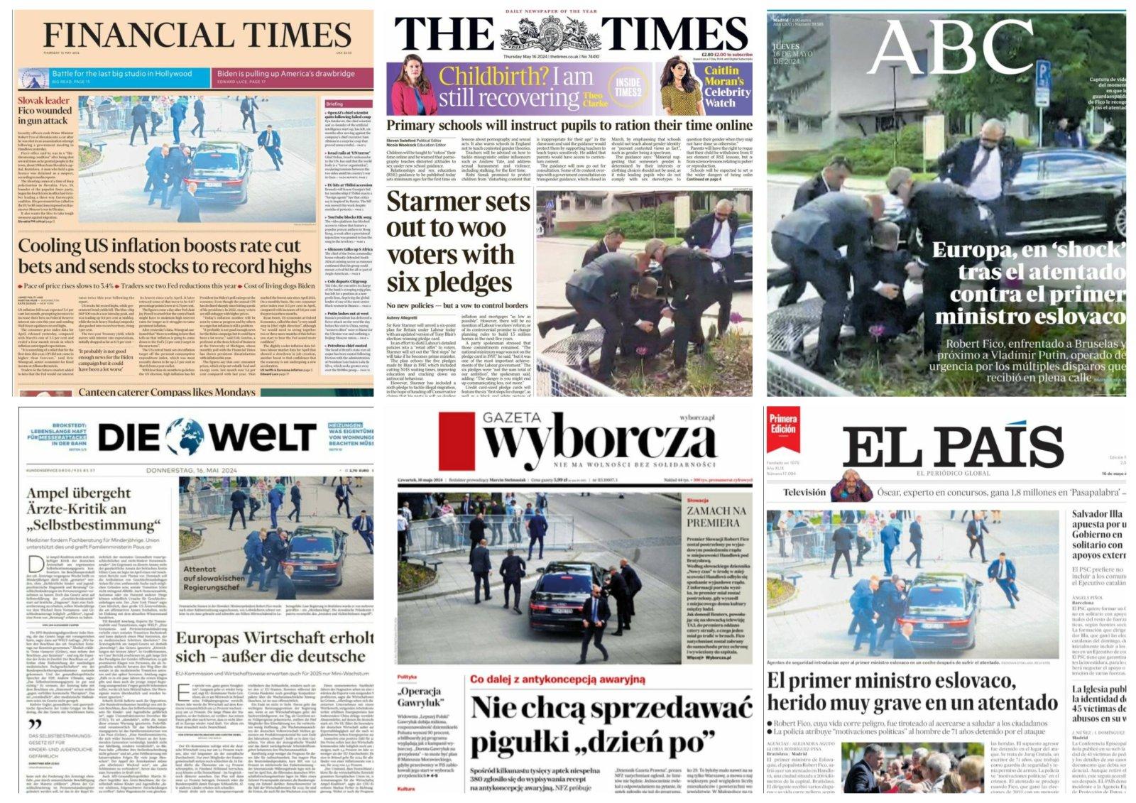 International news about the attempted assassination of Robert Fico