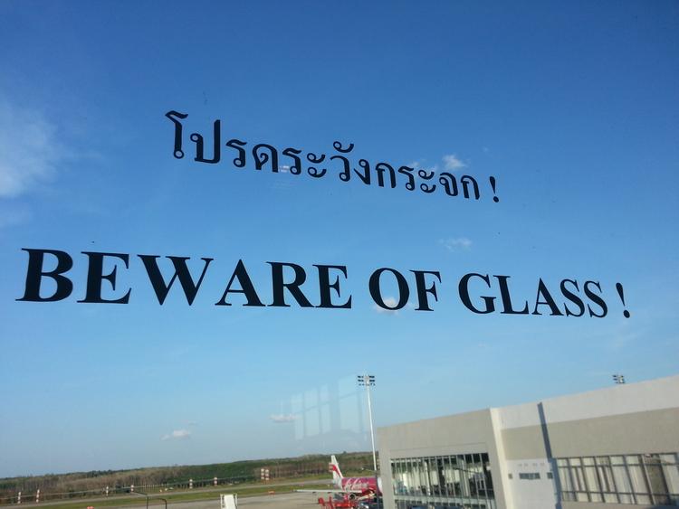 Warning beware of glass... on glass