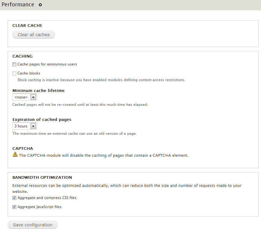 Performance settings
