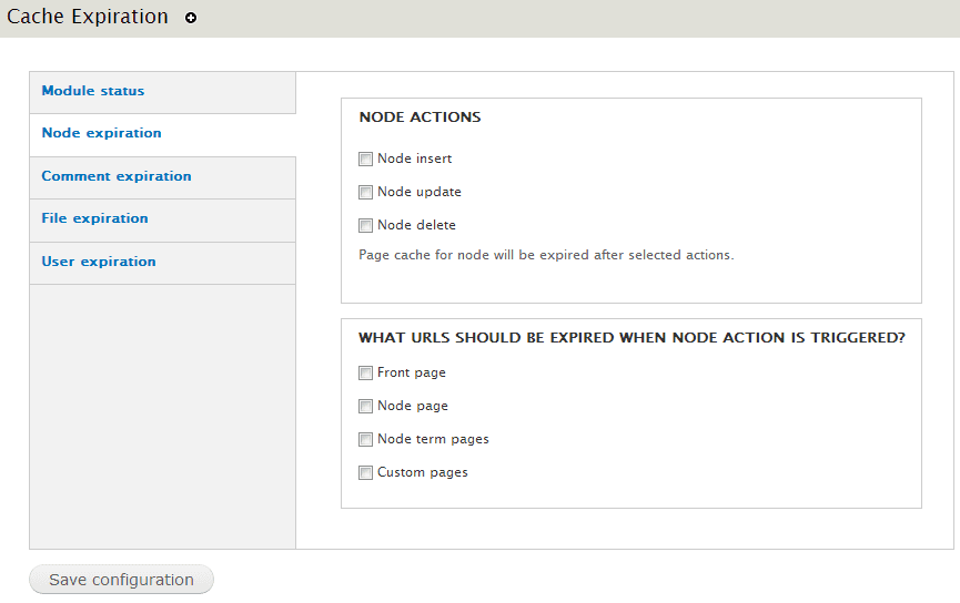 Node cache expiration