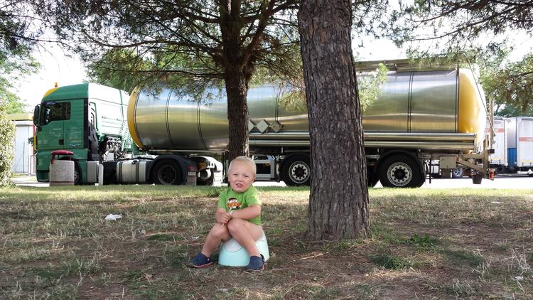 Little boy on a potty