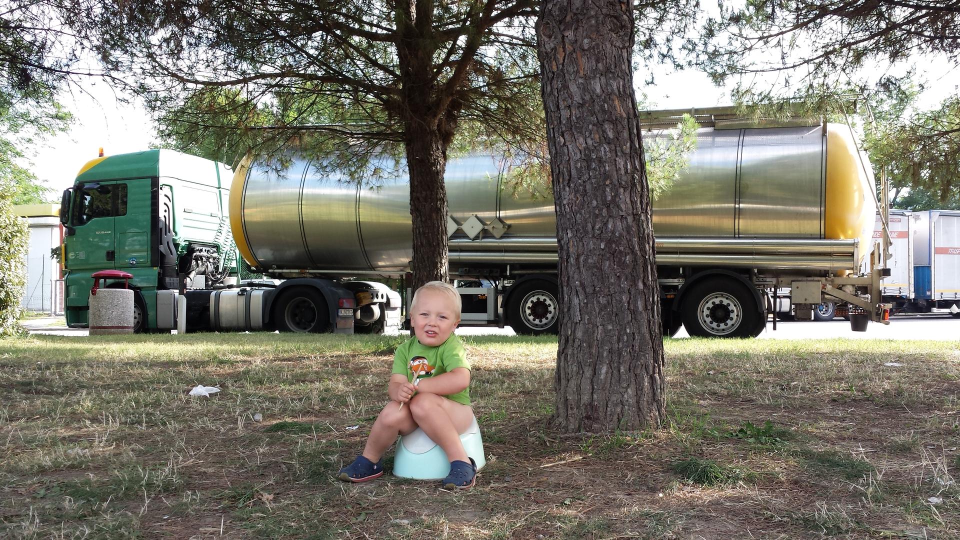 Little boy on a potty